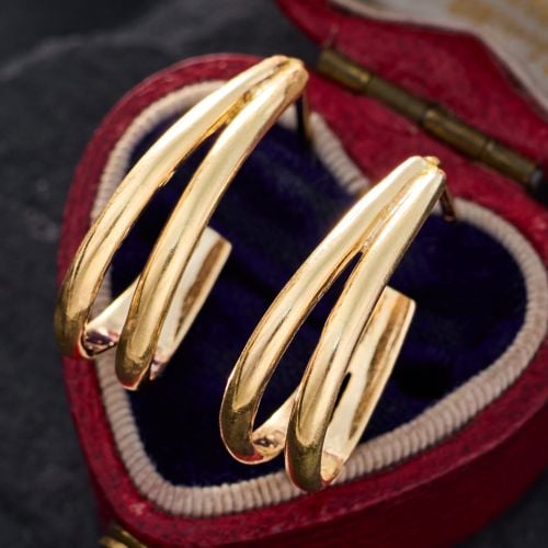 Handmade J Hoop Earrings 14K Yellow Gold