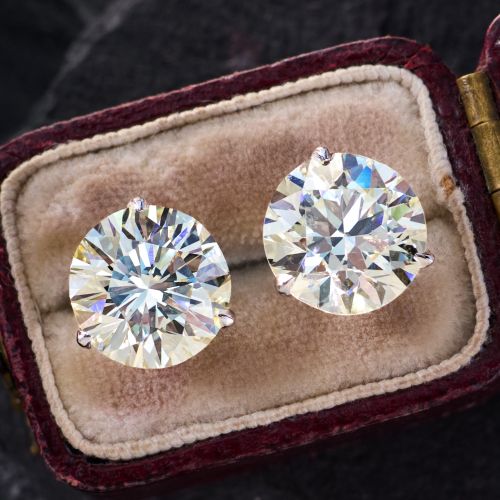 6.48 Carat Total Weight Diamond Stud Martini Earrings 14K White Gold GIA