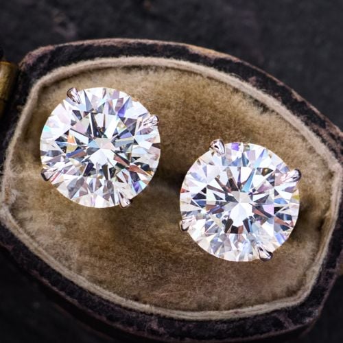4 Total Carat Diamond Stud Earrings in 14K White Gold 4.32ctw F/VS2 GIA