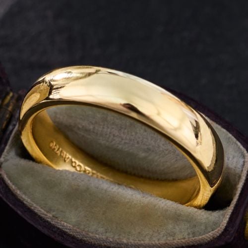 4.4MM Tiffany & Co. Wedding Band Ring 18K Yellow Gold Size 7.5