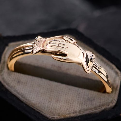 Vintage Claddagh Puzzle Ring in 14K Yellow Gold