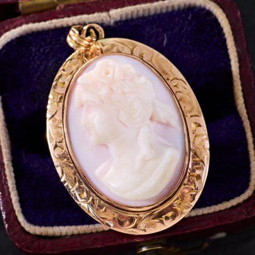 Final Sale: Antique Cameo Pendant Rosy Yellow Gold