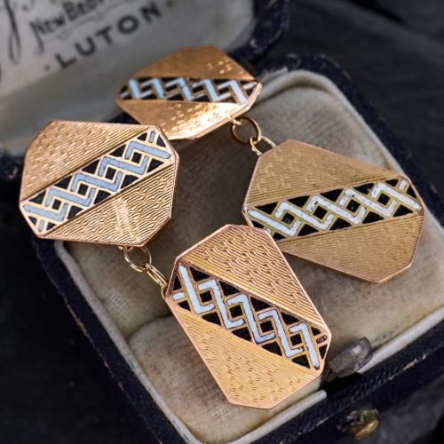 Antique Engraved Cufflinks in 9K Yellow Gold