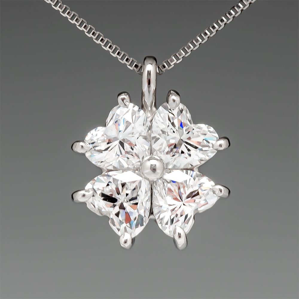 Platinum 4 Leaf Clover Diamond Pendant .80ctw E-F/SI1