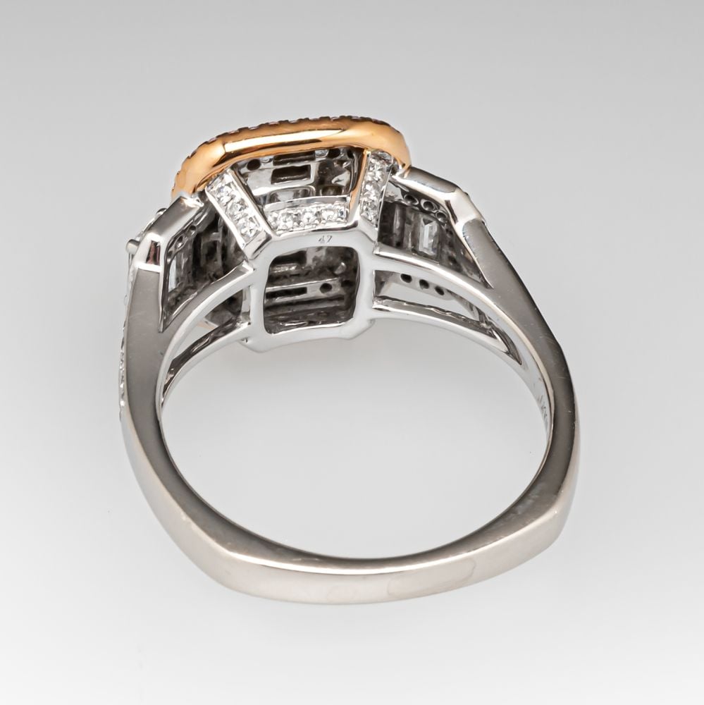 Simon G Diamond Mosaic Ring w/ Pink Diamonds 18K White & Rose Gold