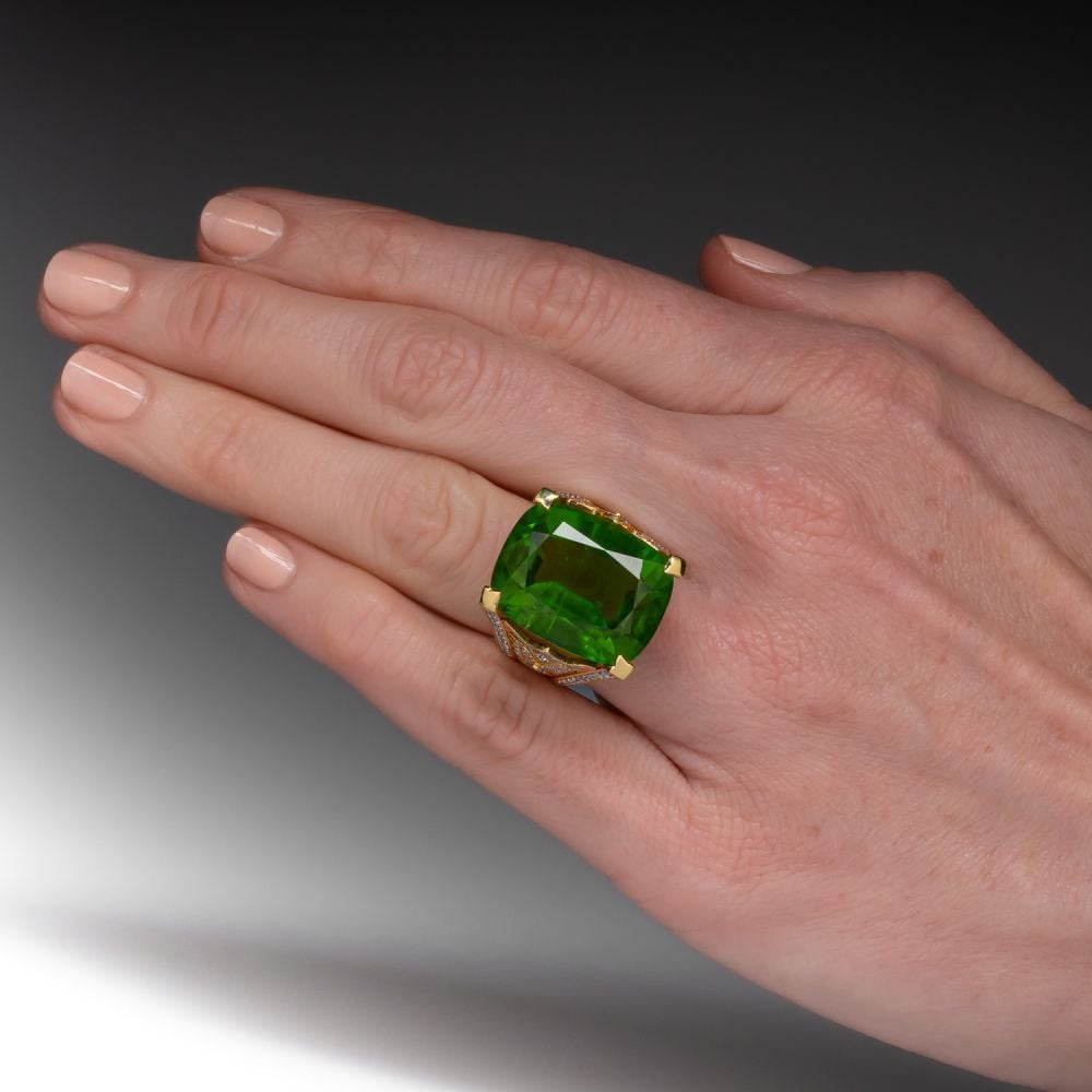Gin & Grace 10K Yellow Gold Peridot & Diamond Engagement Ring - Oval-Cut Genuine Peridot With Natural Diamond Accents - View #13