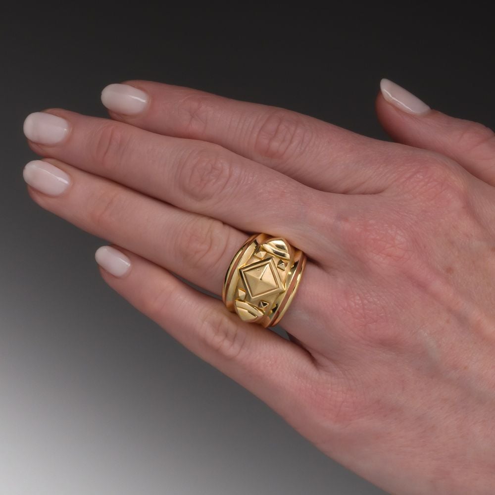 David Yurman Gold Pyramids Ring 18K Yellow Gold