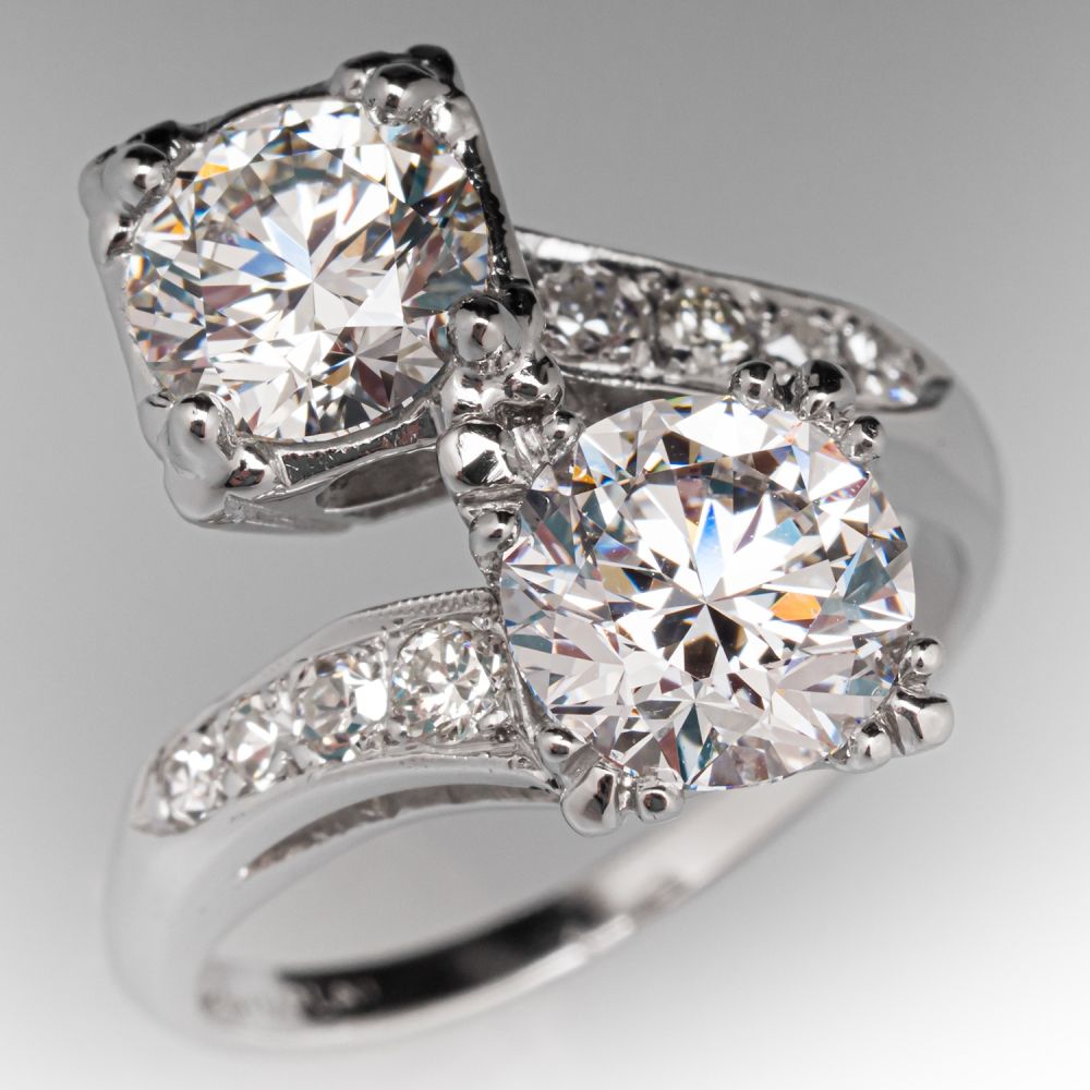 Twinning Rings Twin Lab Grown Diamonds in 1950s Platinum Ring