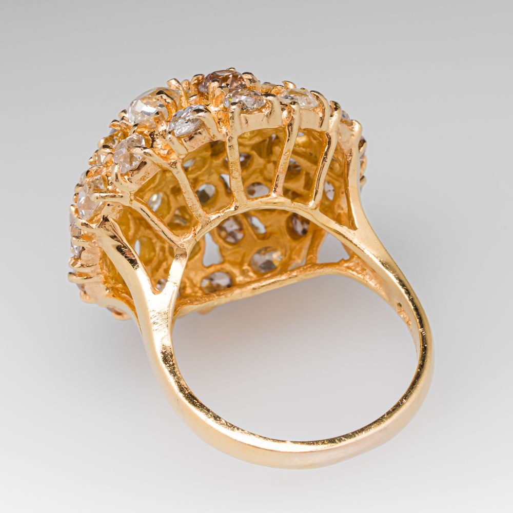 10 Carat Antique Diamond Dome Cocktail Ring in 14K Yellow Gold