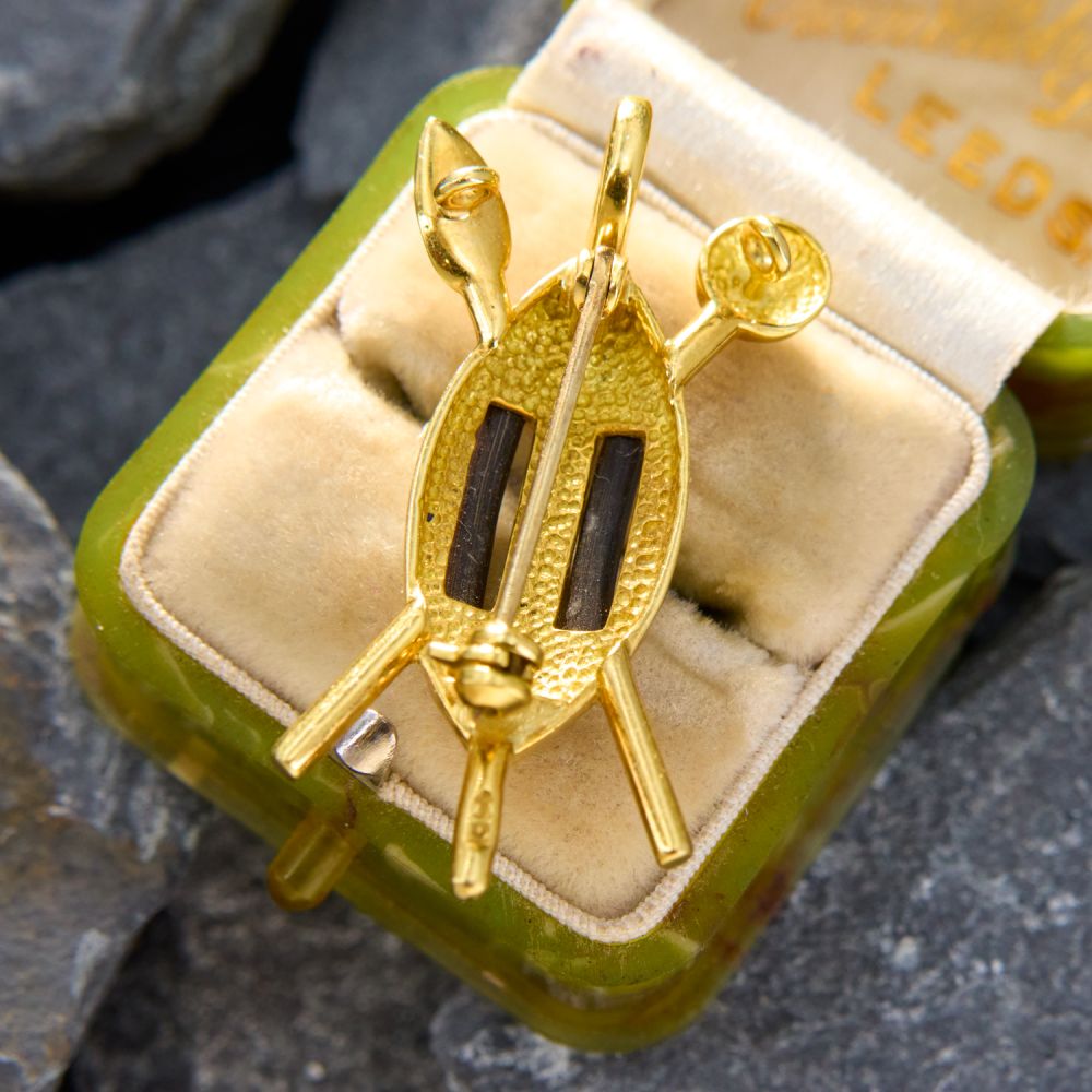 Zulu Shield Elephant Hair Brooch/ Pendant 18K Yellow Gold