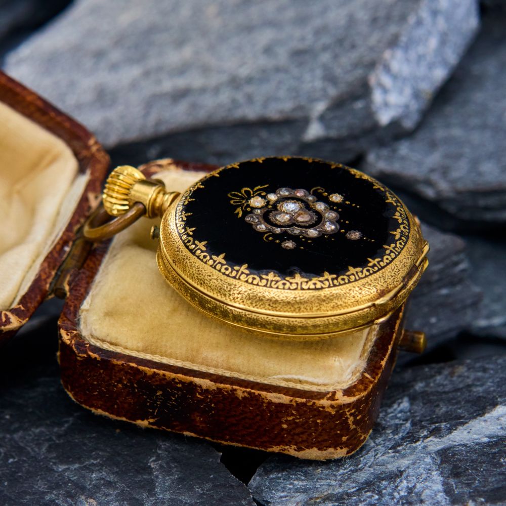 Antique Diamond Remontoir Pocket Watch 18K Yellow Gold display picture 1