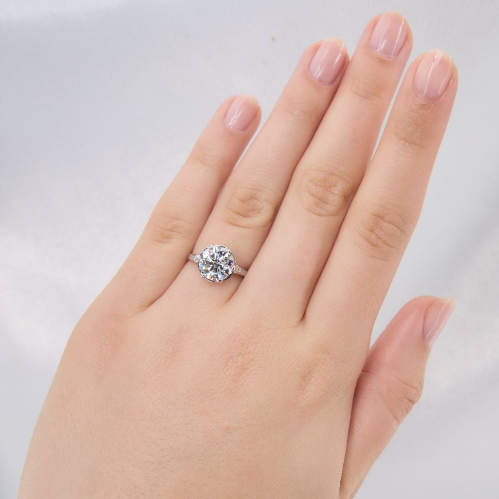 2.62Ct E/VS1 Lab Diamond In 1960s Diamond Mounting Platinum