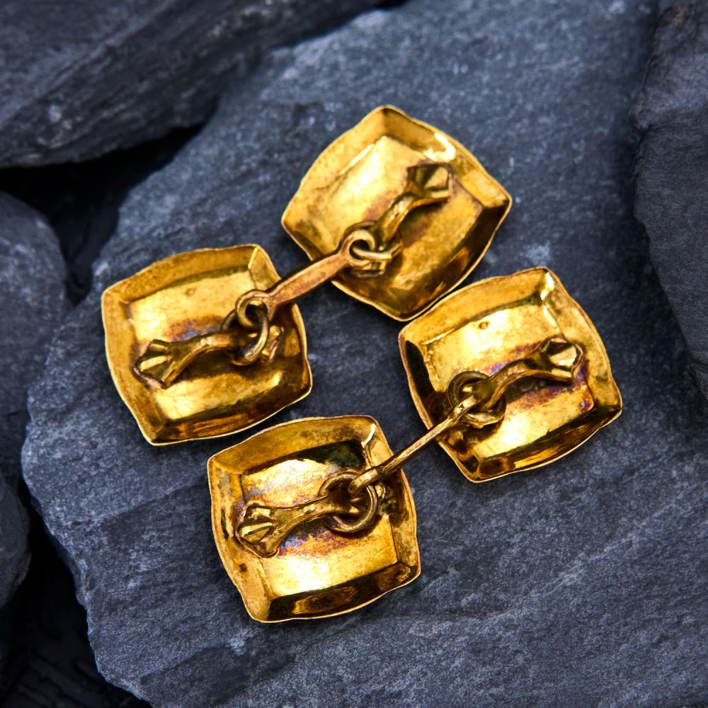 Boutons De Manchette Art Déco En Or Jaune 14K - Initiales DW BA - Vintage, état Excellent