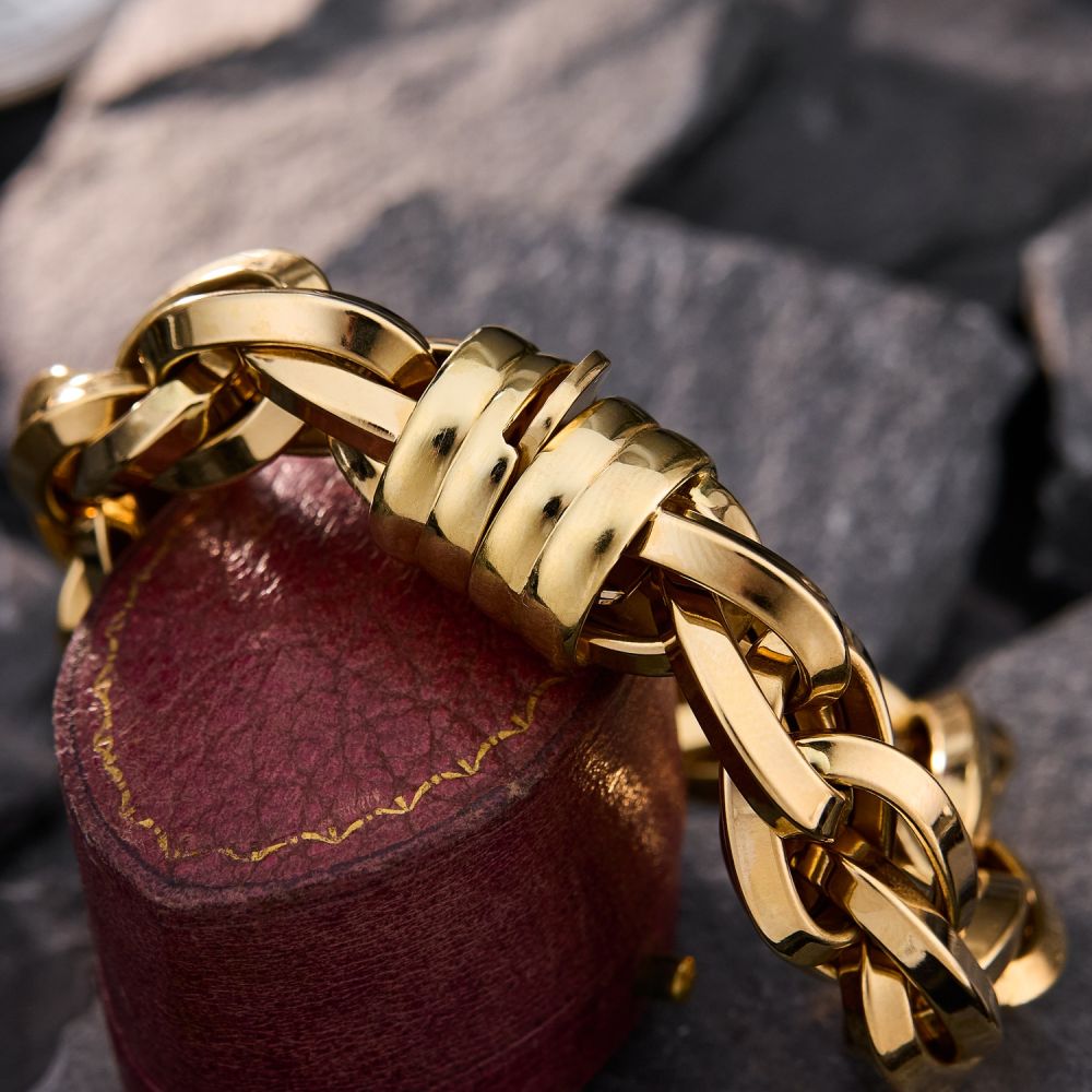 Bracelet En Or Jaune 18 Carats Maille Jersey Ovale - Poids 6,80 G, Longueur 20 Cm, Neuf Avec étiquettes