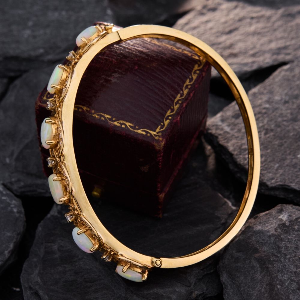 Bracelet Vintage Magnifique - Couleur Or Avec Opales Et Cristaux, Modèle 209, État Parfait