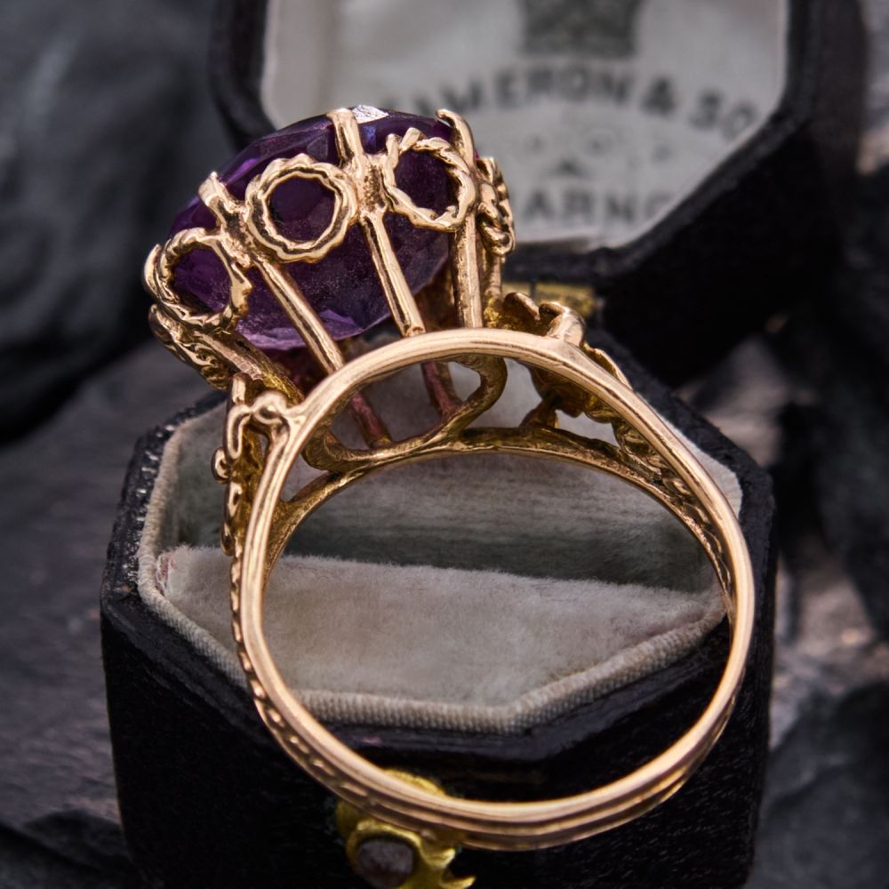 【廃盤】WEIRDO JEWELRY GEMSTONE - RING 約16号 Funky 1960s Lab Created Color Change Sapphire Cocktail Ring Yellow