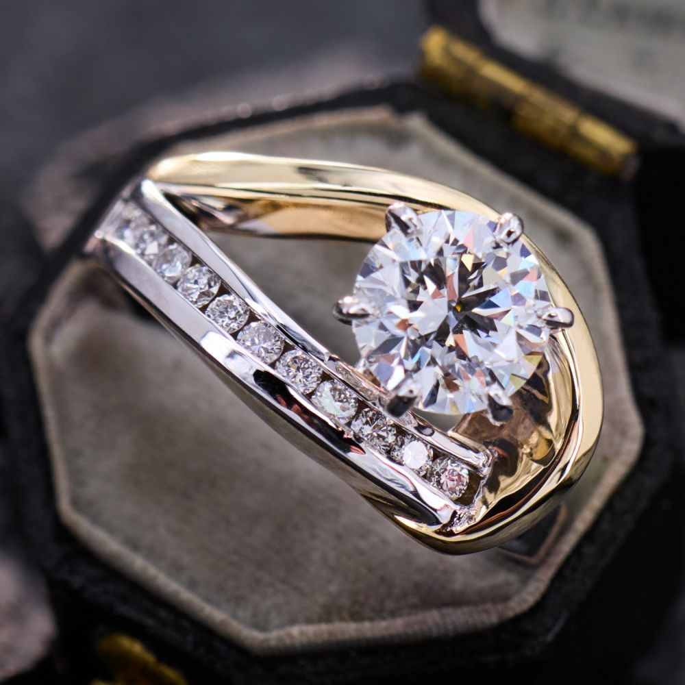 1+ Carat Lab Grown Diamond in 14K Two Tone Gold Ring