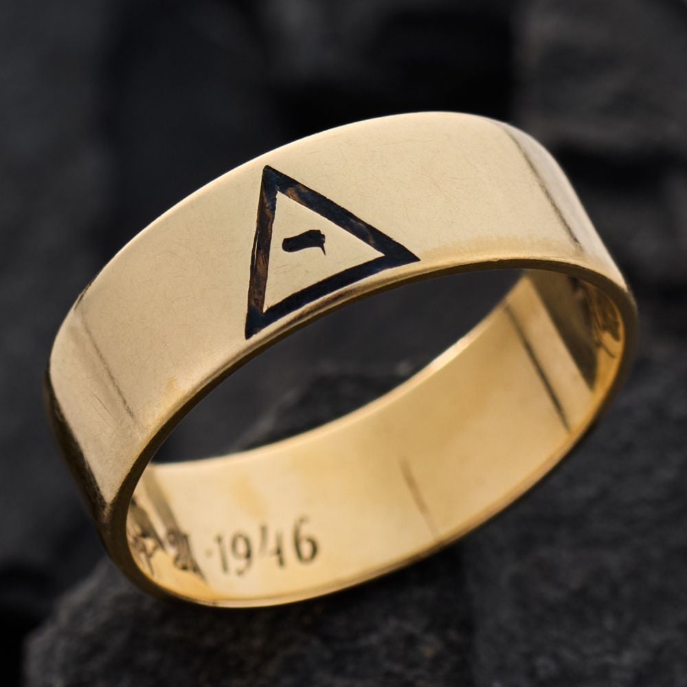 Mens Vintage Masonic Scottish Rite Band Ring 14K Yellow Gold