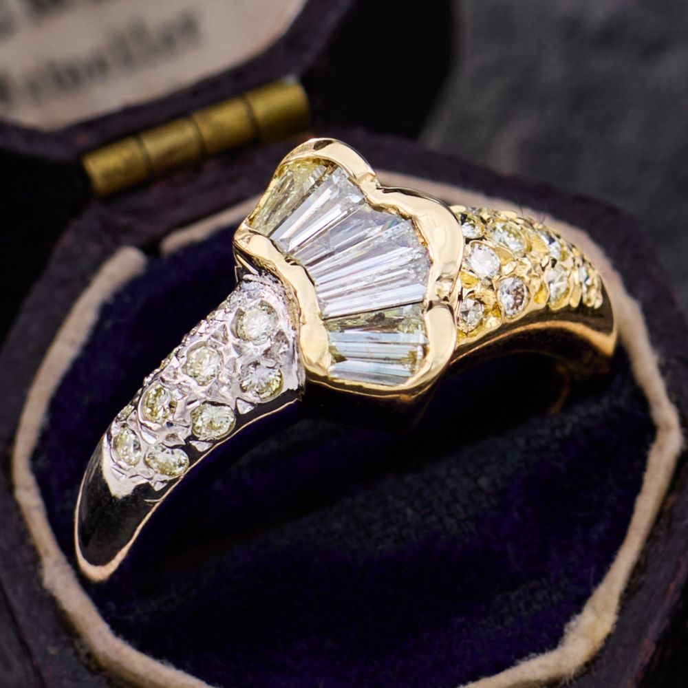 Fan Design Diamond Ring 18K Two-Tone Gold