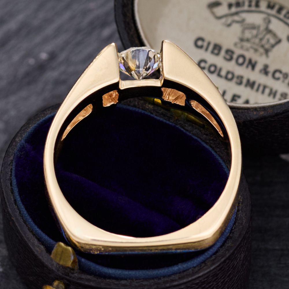 1990s Custom Men's Diamond Ring 14K Yellow Gold