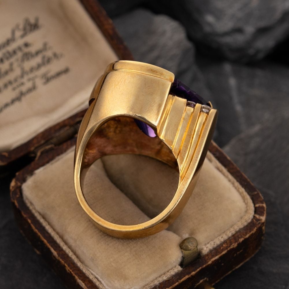 Fantasy Amethyst Ring w/ Diamonds 18K Yellow Gold