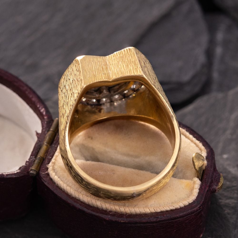 Men's Diamond Horseshoe Ring 18k Two-Tone Gold