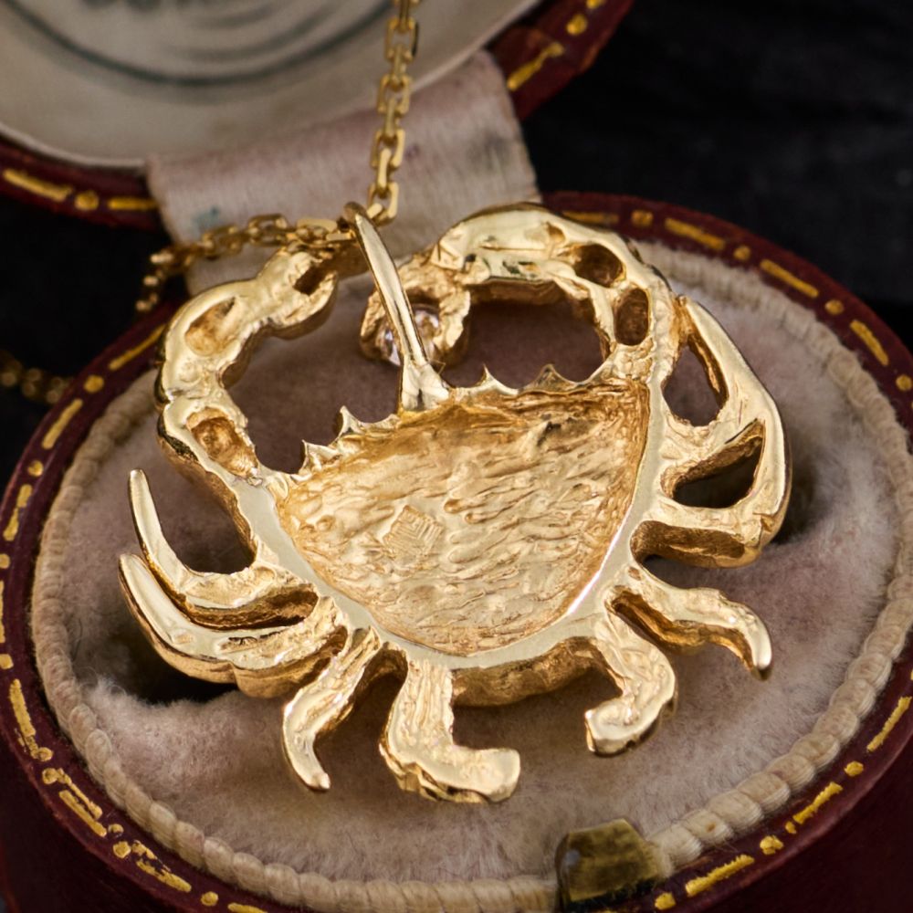 Zodiac Cancer Crab Diamond Pendant Necklace 14K Yellow Gold