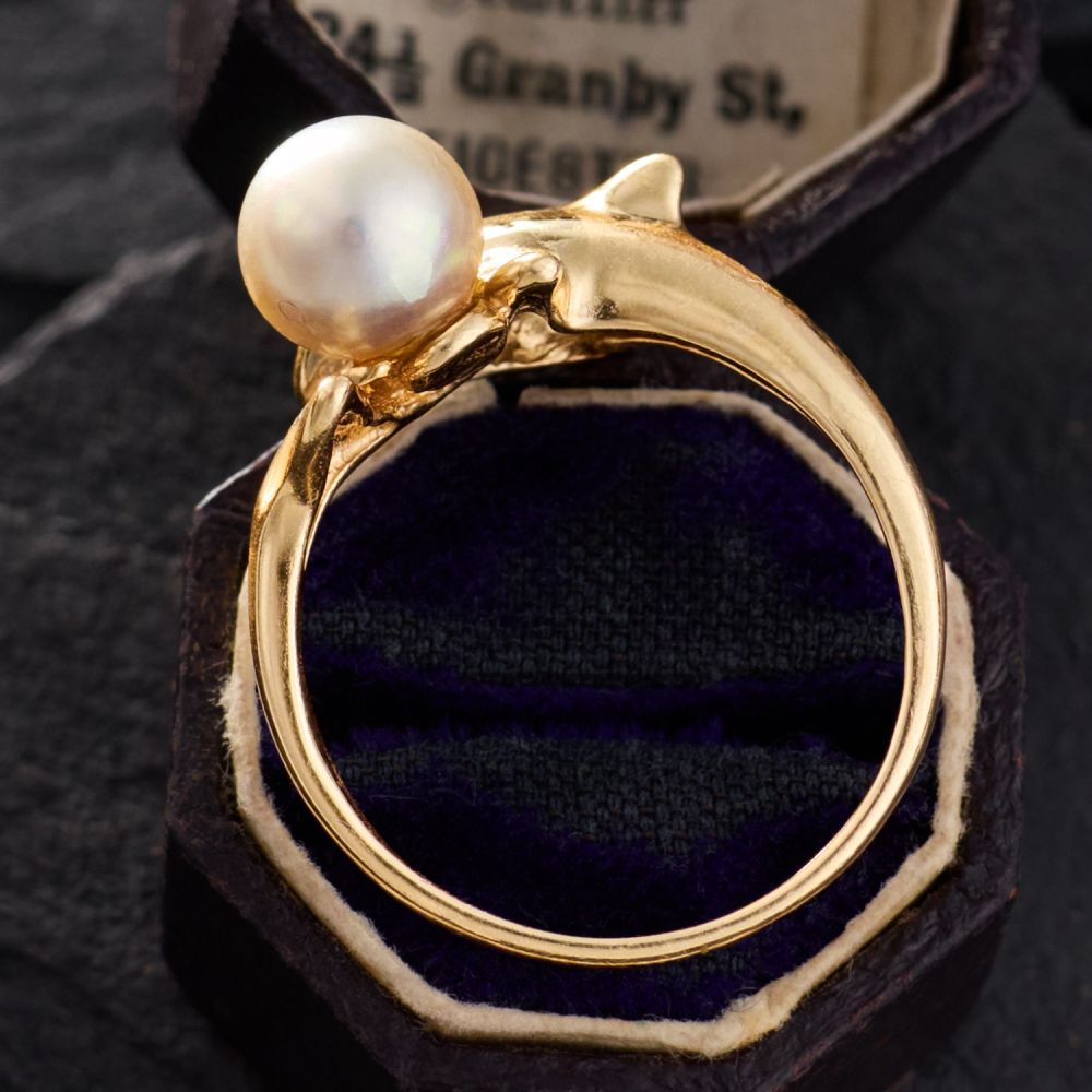 Na Hoku Dolphin Pearl Ring 14K Yellow Gold