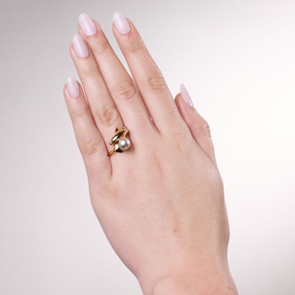 Na Hoku Dolphin Pearl Ring 14K Yellow Gold