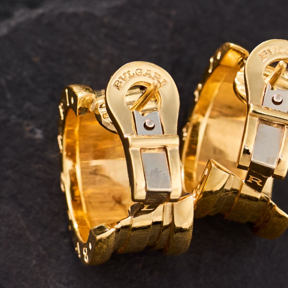 Bvlgari B.Zero1 Pierced or Clip On Hoop Earrings 18K Yellow Gold