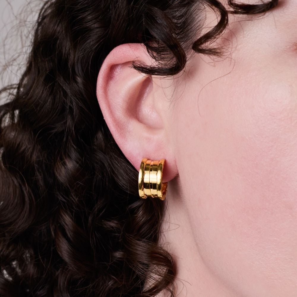 Bvlgari B.Zero1 Pierced or Clip On Hoop Earrings 18K Yellow Gold