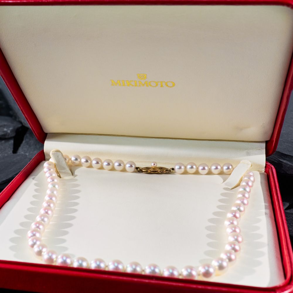 Mikimoto Pearl Strand Necklace w/ 18K Yellow Gold Clasp