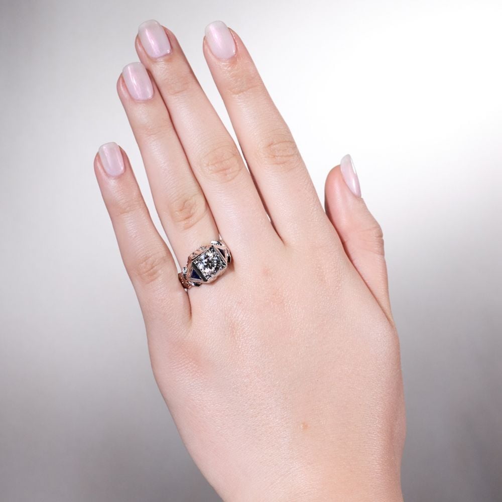 1.5 Carat Lab Grown Diamond in Men's 1940 Lab Sapphire Ring 14K