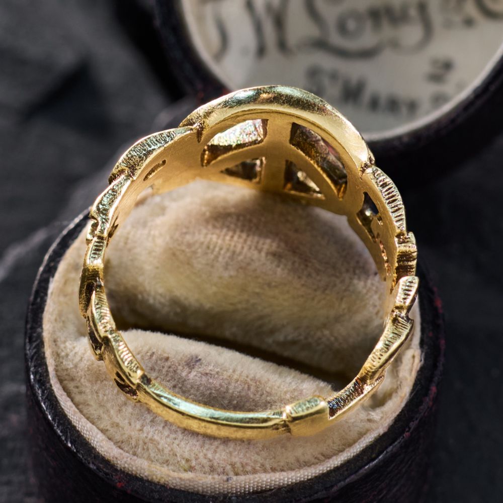 REDMAN 19号 イーグルクロウピースマークリング Groovy Custom Peace Symbol Ring 14K Yellow Gold