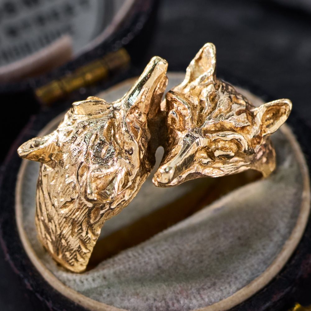 Twin Fox Ring 14K Yellow Gold