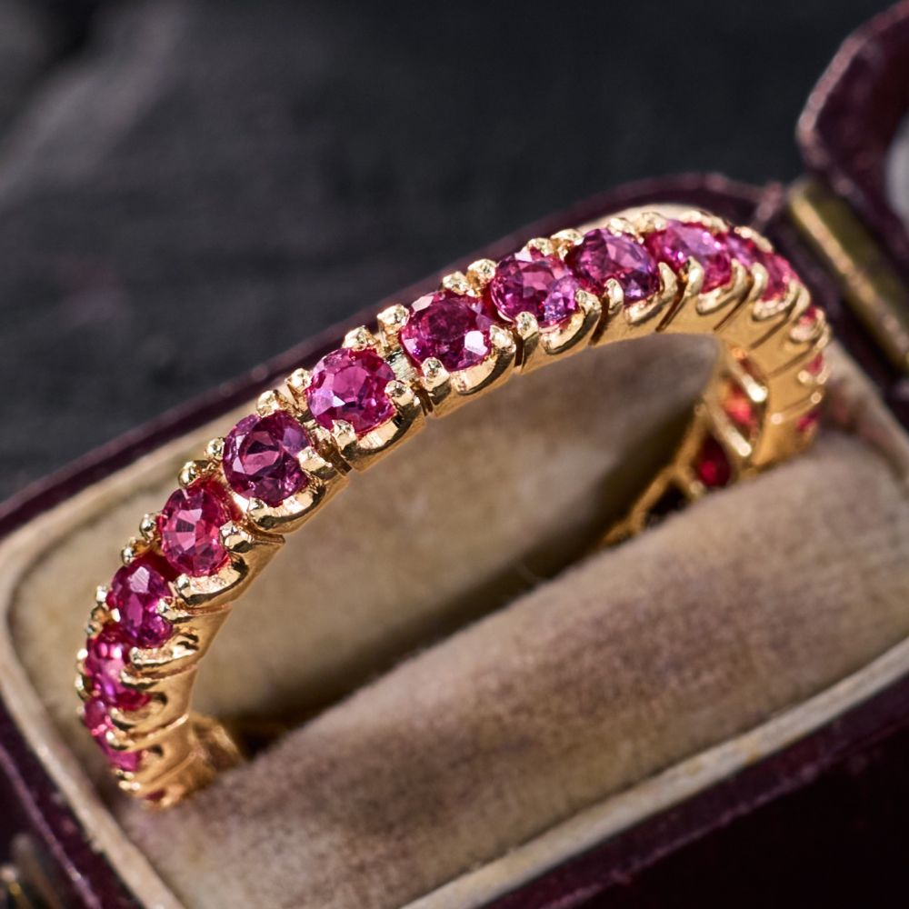Ruby Eternity Band Ring 14K Yellow Gold Size 10