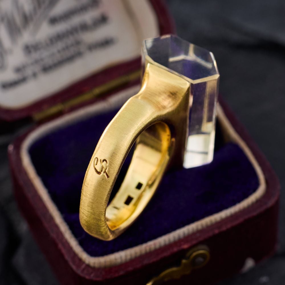 H Stern Costanza Pascolato Rock Crystal Ring 18K Yellow Gold