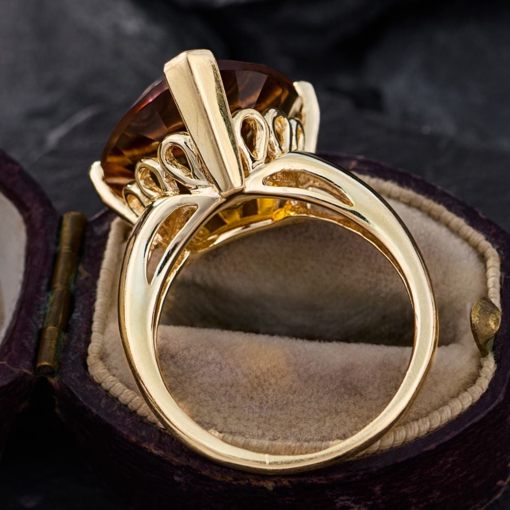 Trillion Cut Citrine Ring in 14K Yellow Gold