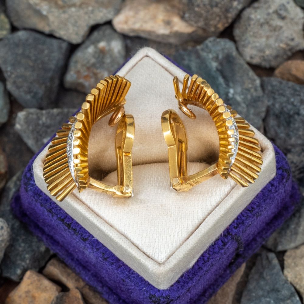 thumbnail interactive-video image 1 of Vintage Style Yellow Zircon & White Gemstone Stud Earrings – 18K Gold Plated 1 of 3