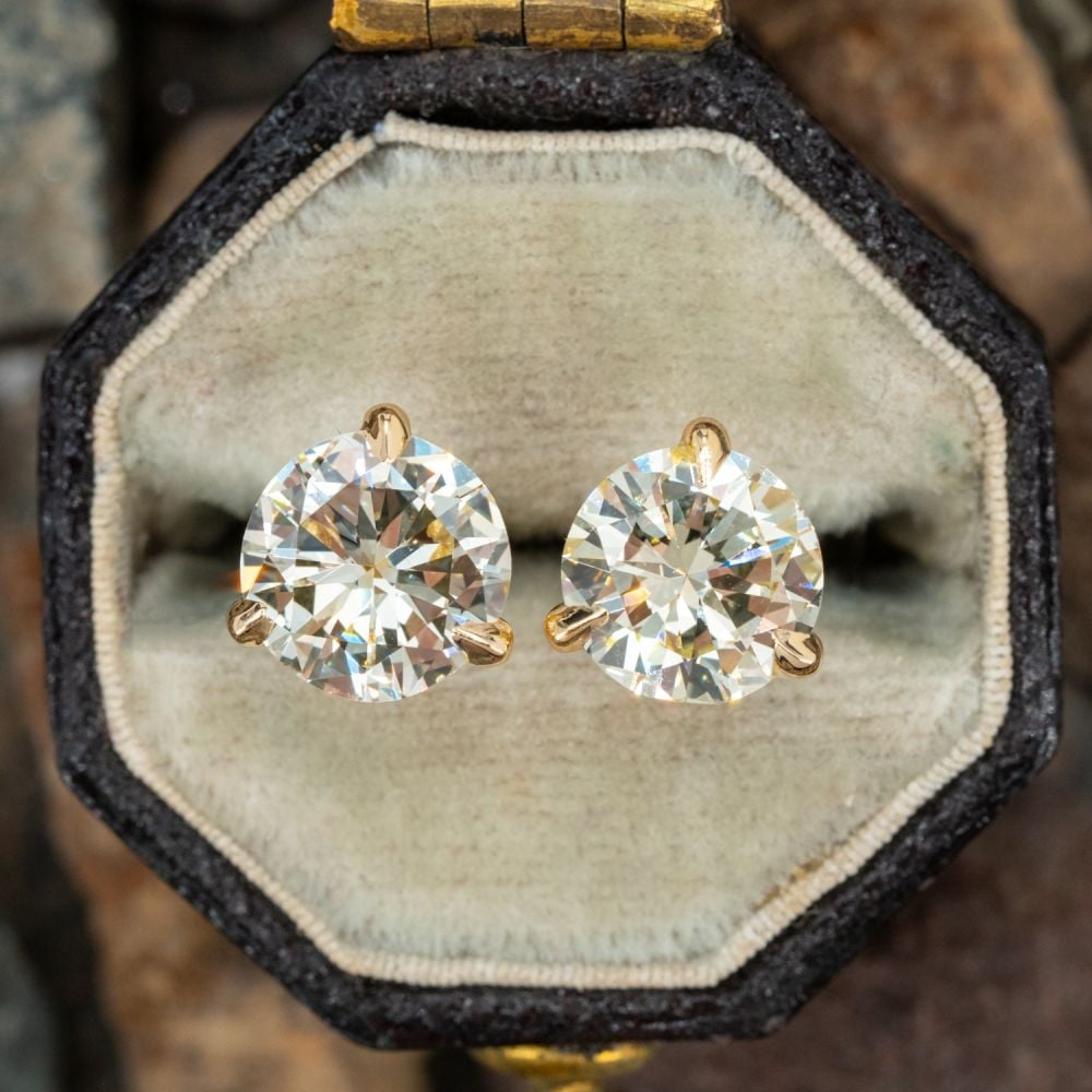 1.60 Ct Round Diamond Stud Earrings, 14K White Gold, Natural Mined, Screw Back