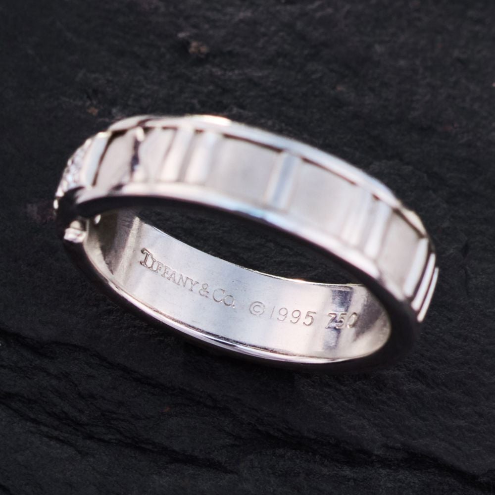 1995 Tiffany & Co. Diamond Atlas Collection Ring 18K White Gold Size 6