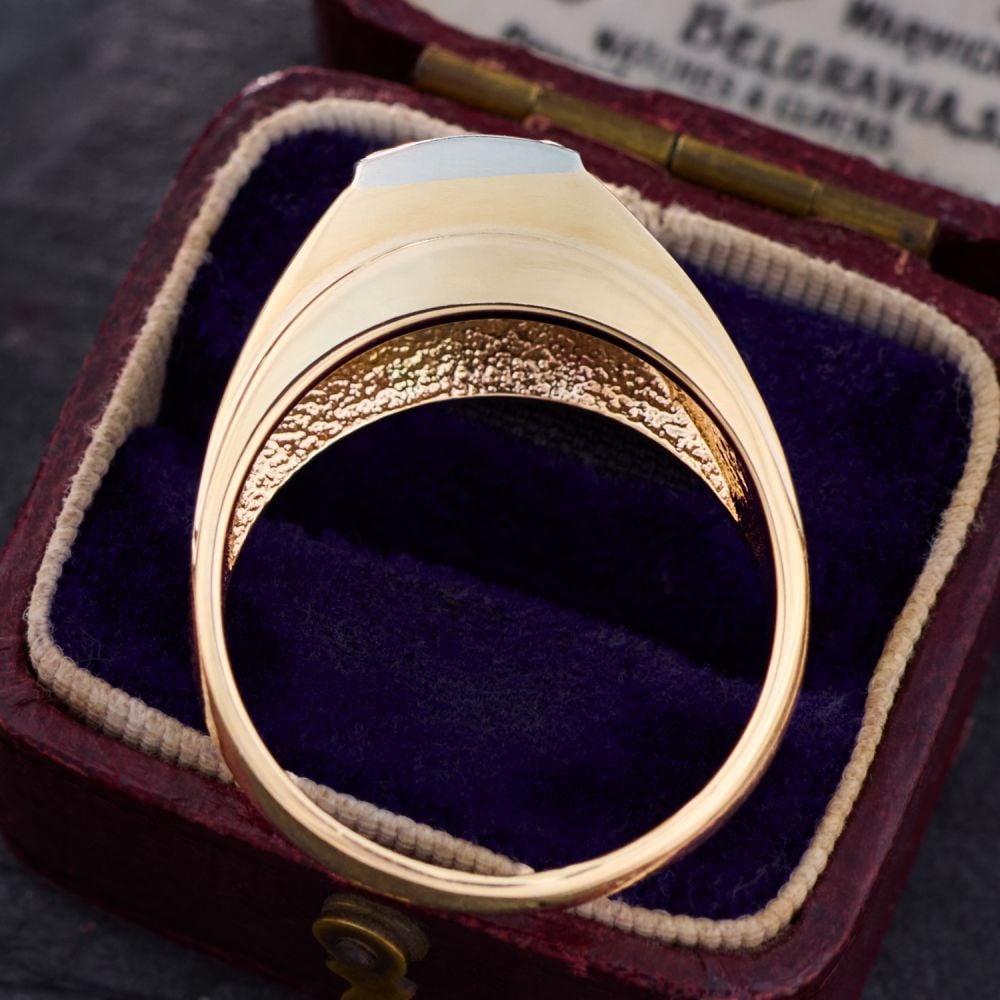 1970s Vintage Men's Diamond Ring 14K Two Tone Gold