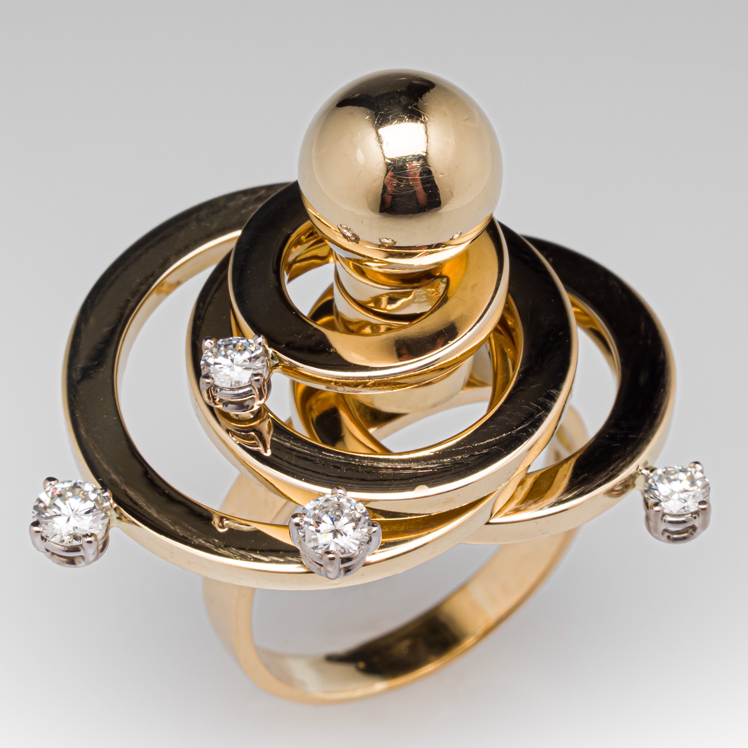 1971 Schmitt & Staib Diamond Spinner Ring 18K Yellow Gold