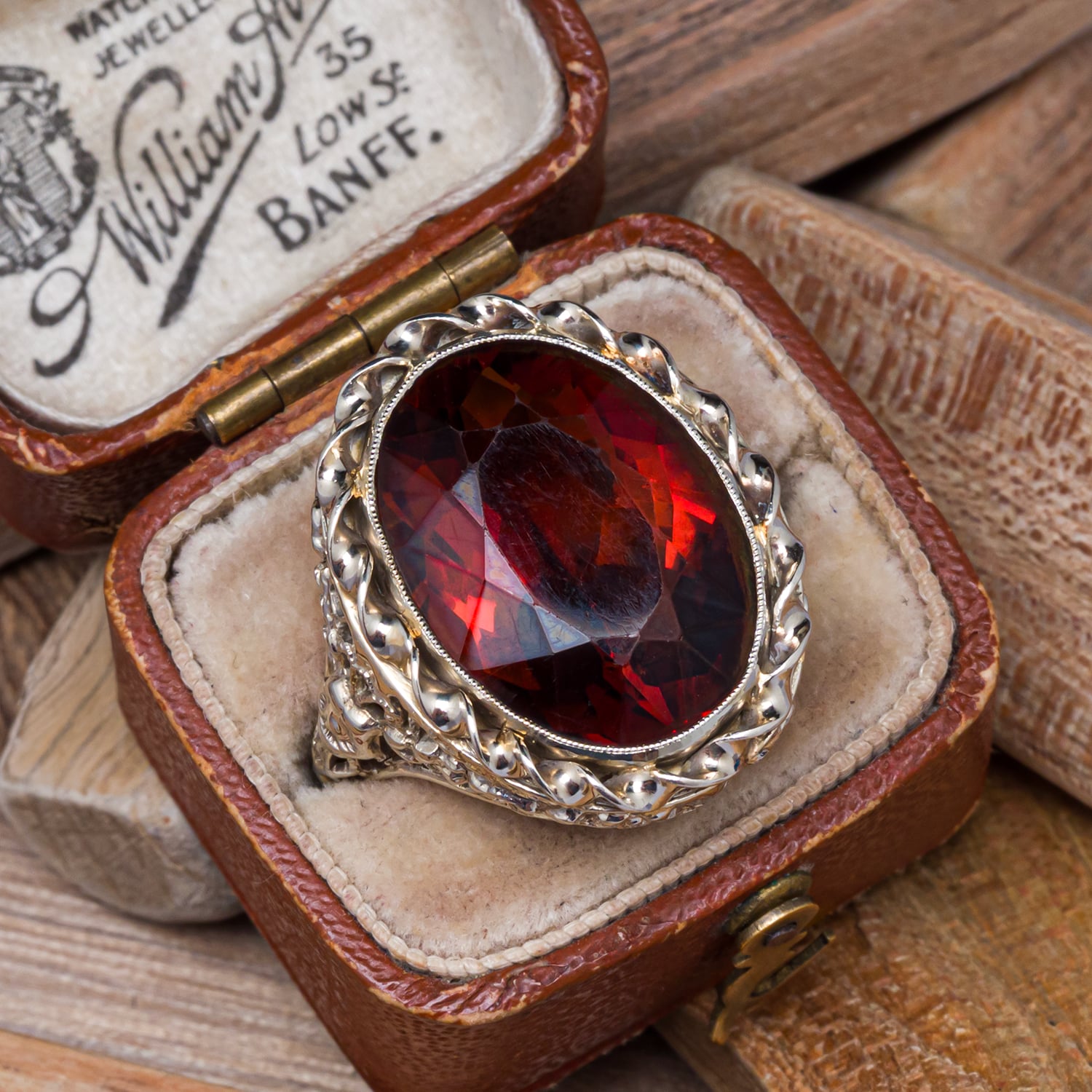 Vintage Oval Madeira Citrine Ring in 18K White Gold