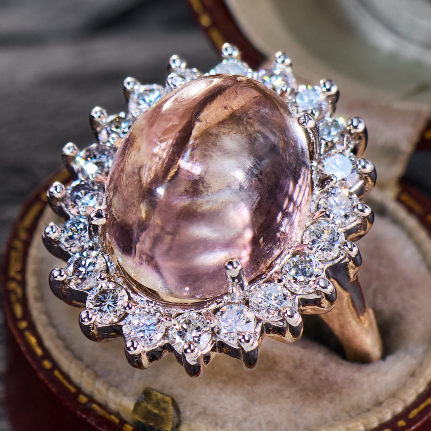 GIA Certified Pinky Peach Tourmaline Cocktail Ring 14K White Gold