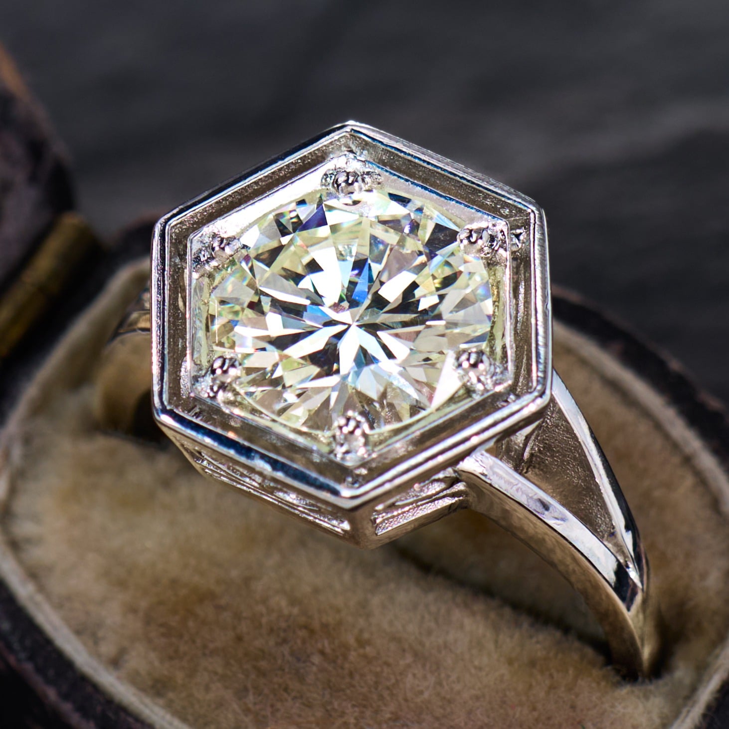Hexagonal Diamond Ring