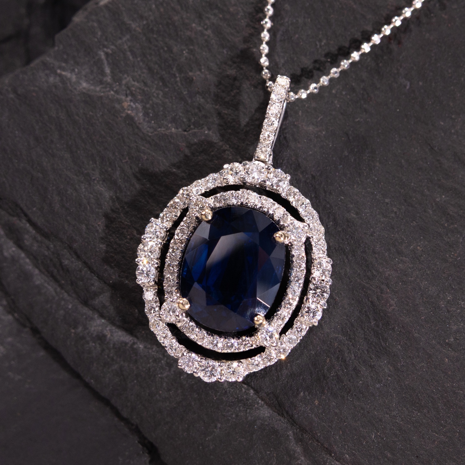 Dazzlingrock 18K White Gold Heart Pendant – Aquamarine & Diamond Necklace With Chain - View #9