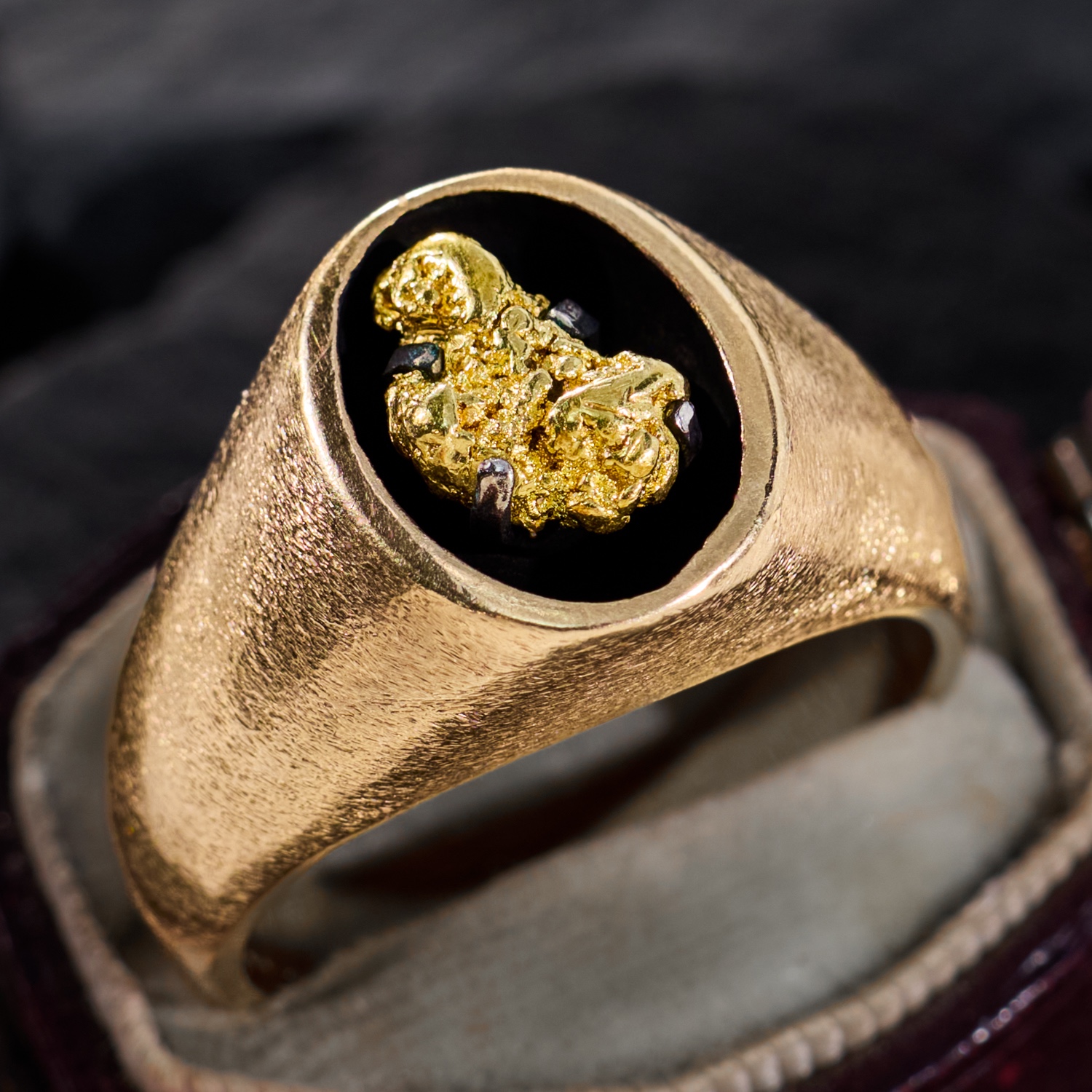 Vintage Mens Gold Nugget Ring 14K Yellow Gold