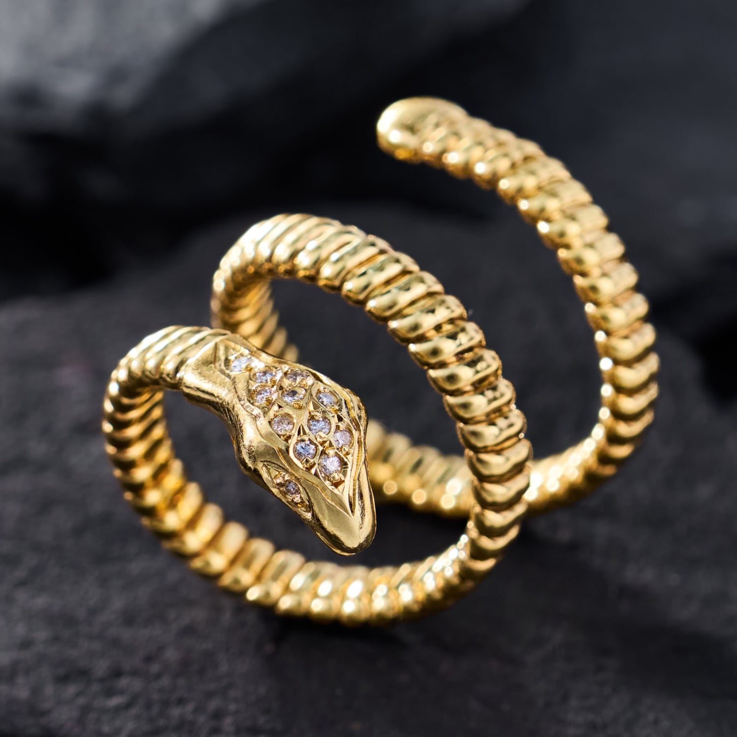 Diamond Snake Wrap Ring 18K Yellow Gold