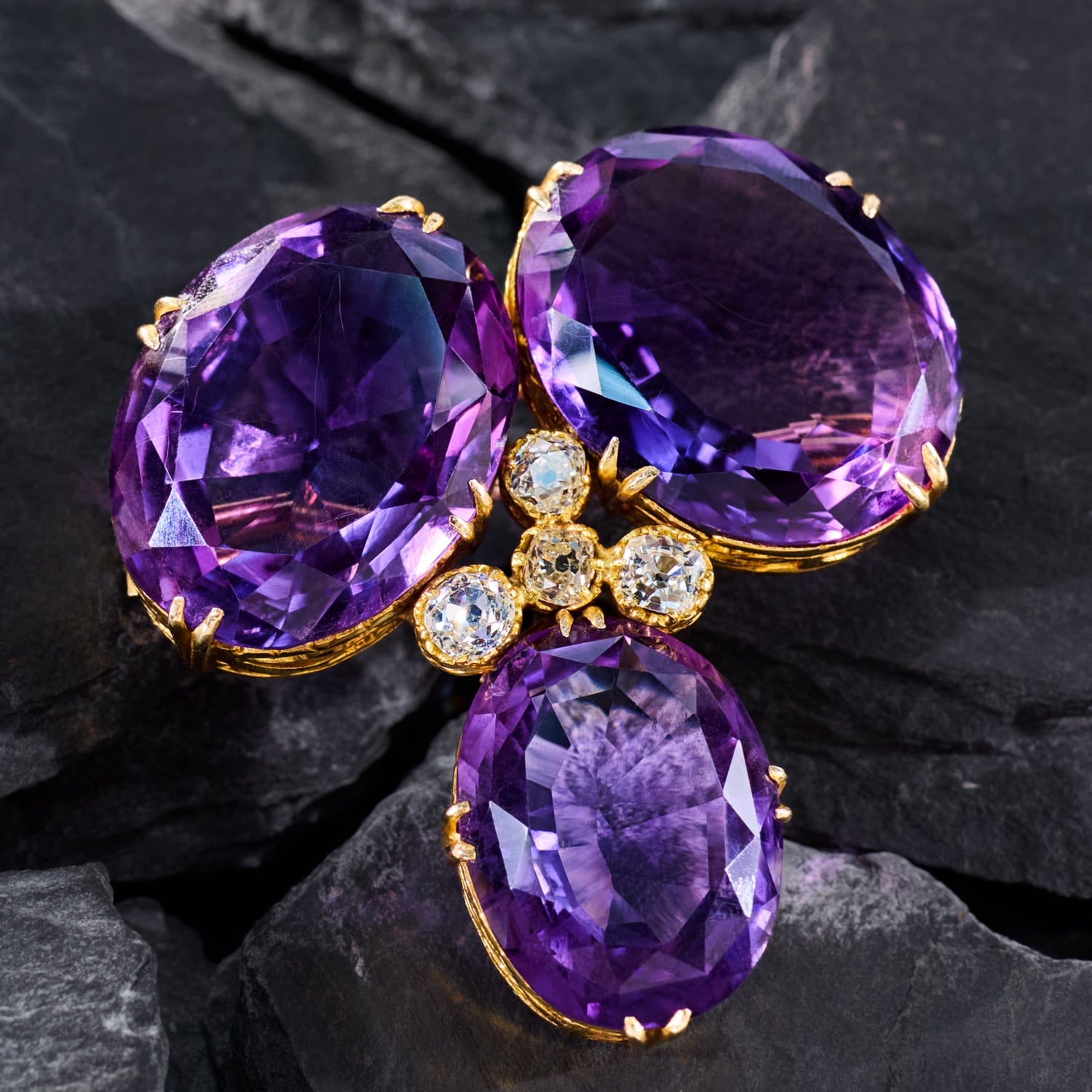 New Amethyst Hair Pin Set, Gold Hardware for Clarity, Balance & Inner Healing Amethyst Gemstone Prong Earrings – Healing | 18K Gold | JaxKelly main image 4